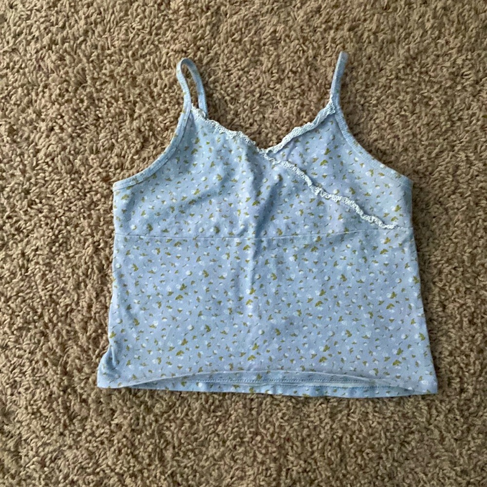 blue floral crop